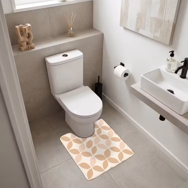 WC Vorleger - Beige – Blätter – Minimalistisch – Muster — 6