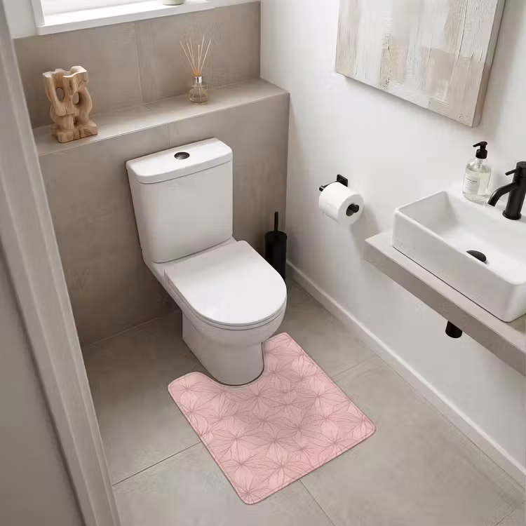 WC Vorleger - Blassrosa – Blumen – Relief – Textur — 6