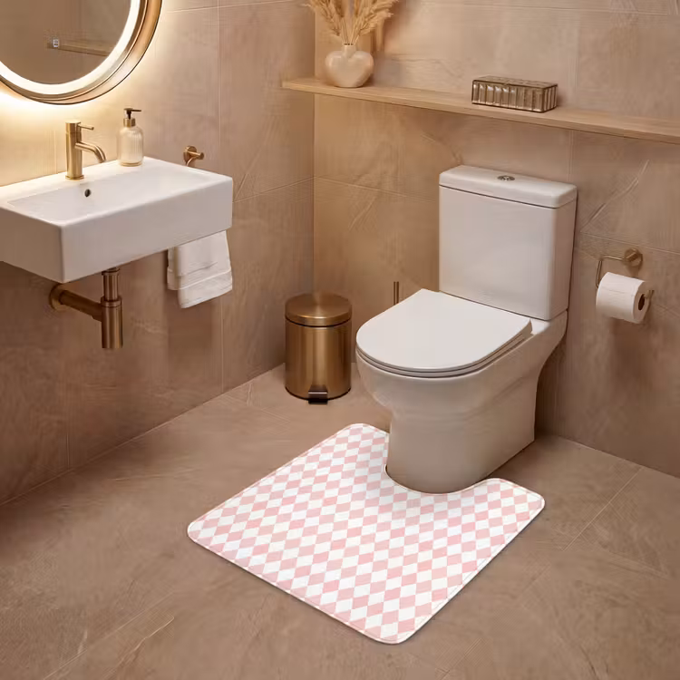 WC Vorleger - Hellrosa – Karos – Geometrisch – Muster — 4