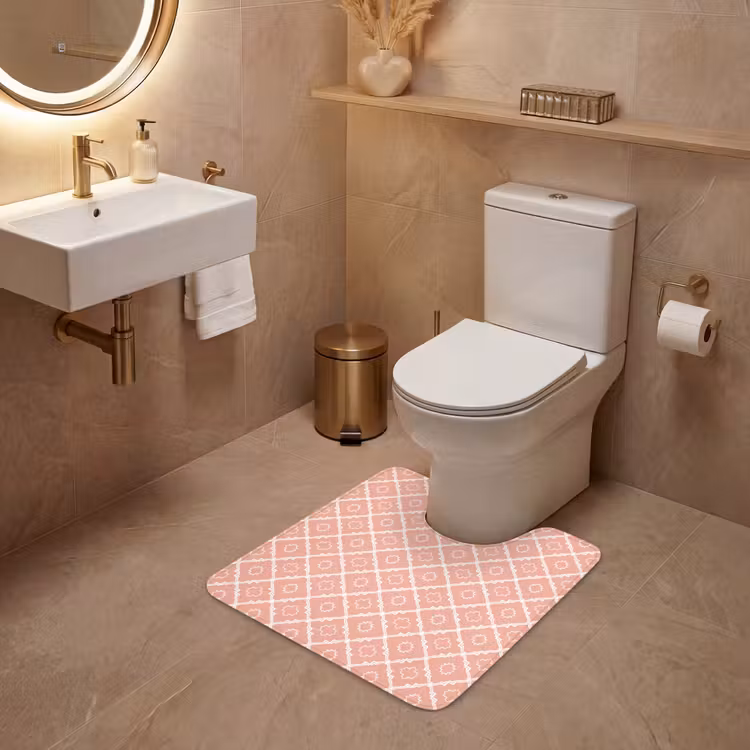 WC Vorleger - Lachsrosa – Geometrisch – Elegant – Muster — 4