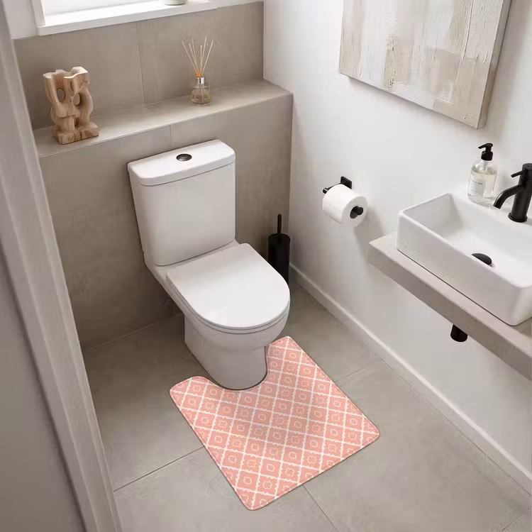 WC Vorleger - Lachsrosa – Geometrisch – Elegant – Muster — 6