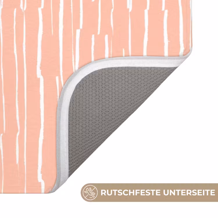 WC Vorleger - Lachsrosa – Streifen – Handgezeichnet – Muster — 3
