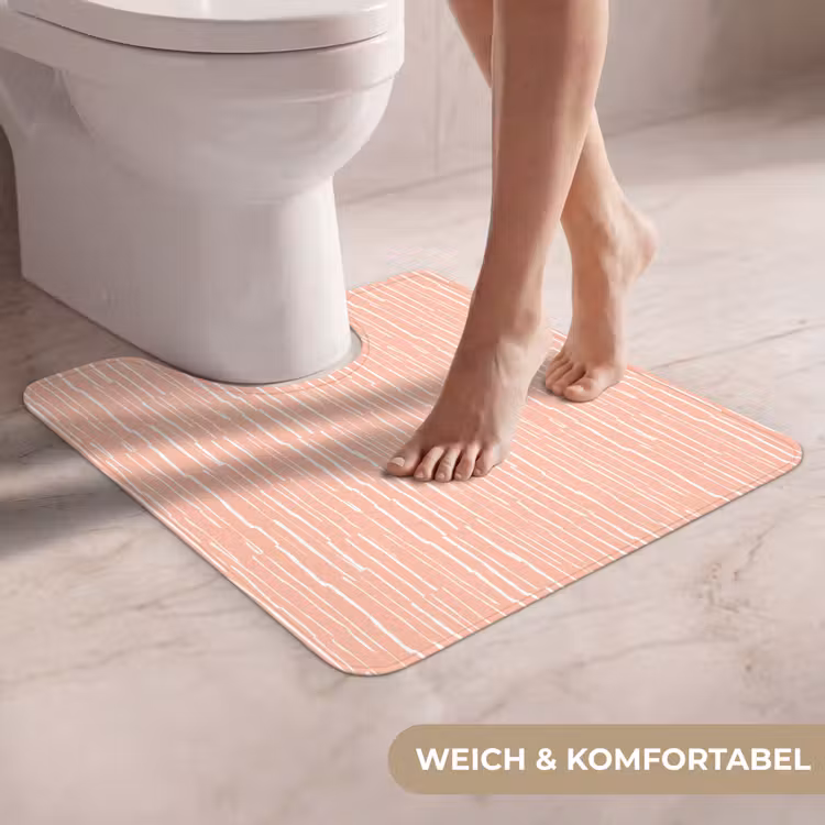 WC Vorleger - Lachsrosa – Streifen – Handgezeichnet – Muster — 5