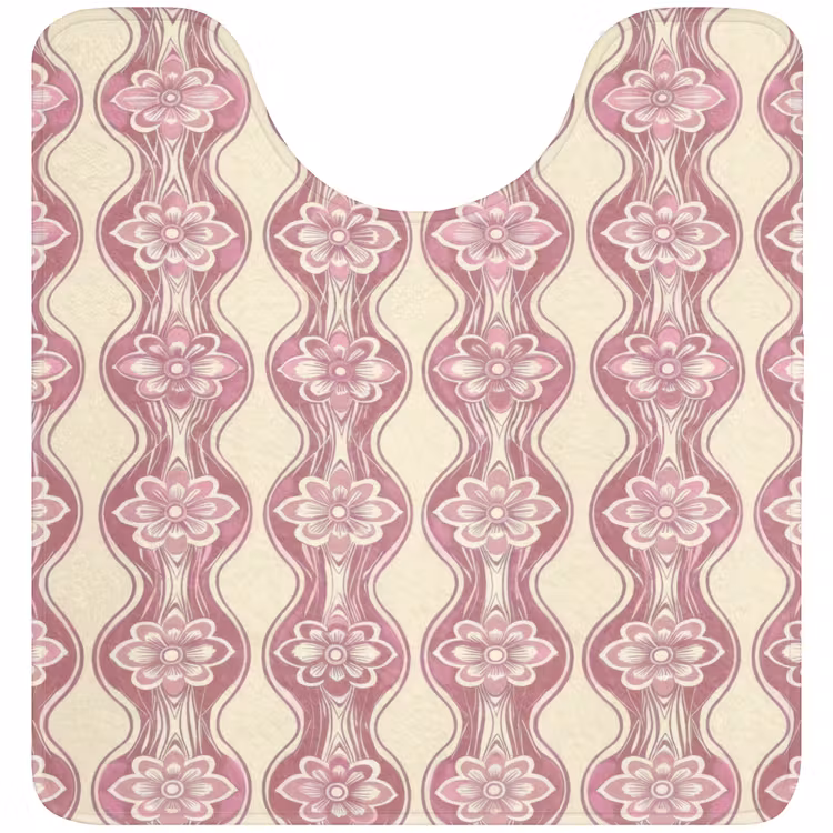 WC Vorleger - Lila-Rosa – Blumen – Retro – Muster — 1