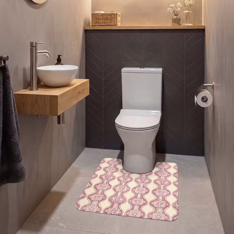 WC Vorleger - Lila-Rosa – Blumen – Retro – Muster — 2