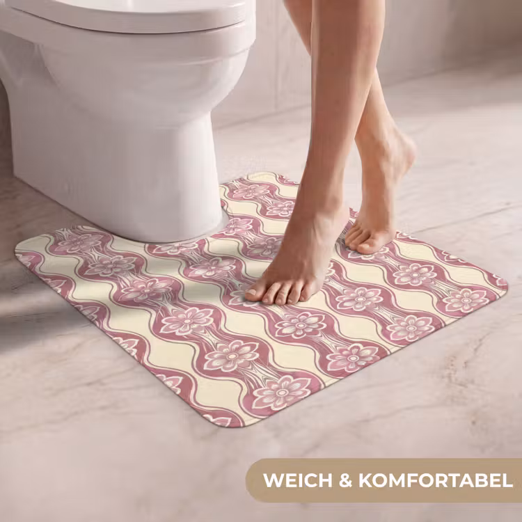 WC Vorleger - Lila-Rosa – Blumen – Retro – Muster — 5