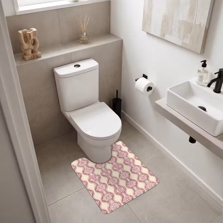WC Vorleger - Lila-Rosa – Blumen – Retro – Muster — 6