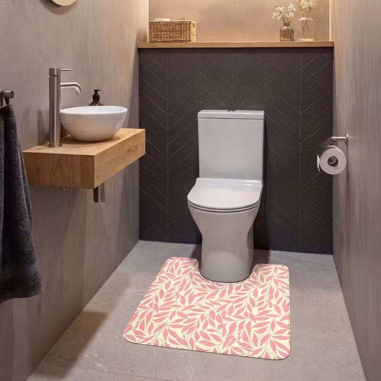 WC Vorleger - Rosa – Blätter – Dynamisch – Muster — 2