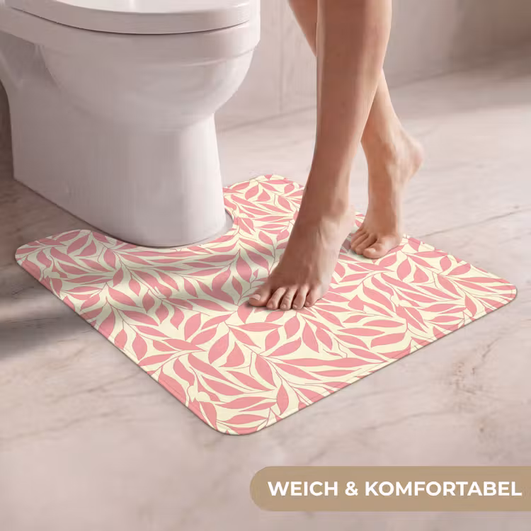 WC Vorleger - Rosa – Blätter – Dynamisch – Muster — 5