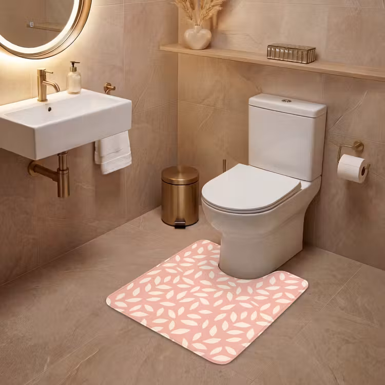 WC Vorleger - Rosa – Blätter – Verspielt – Muster — 4