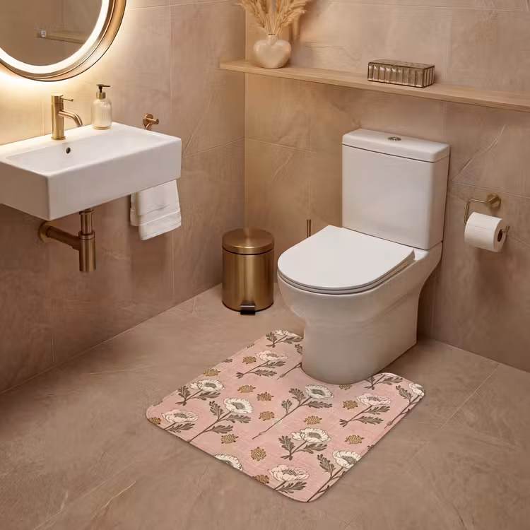 WC Vorleger - Rosa – Blumen – Vintage – Textur — 4