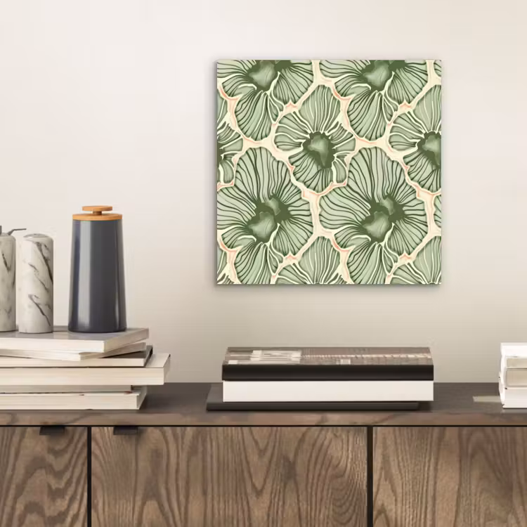 Alu-Dibond-Bild - Grün – Botanisch – Blumen – Organisch – Muster — 2