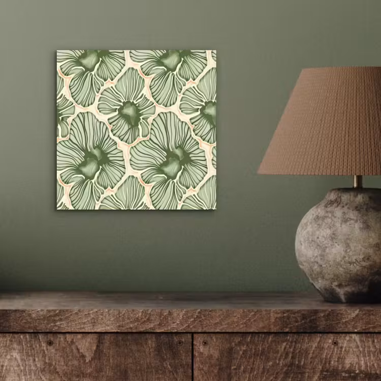 Alu-Dibond-Bild - Grün – Botanisch – Blumen – Organisch – Muster — 3