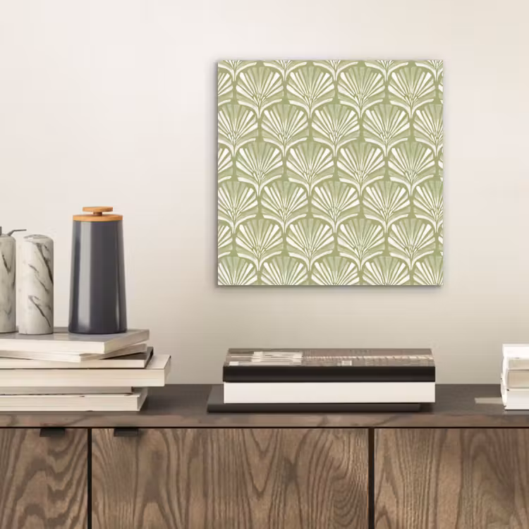 Alu-Dibond-Bild - Salbeigrün – Ginkgo Biloba – Fächer – Muster — 2