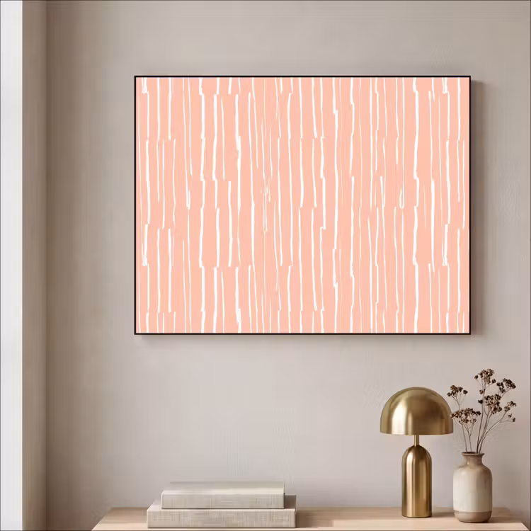 Art Frame - Lachsrosa – Streifen – Handgezeichnet – Muster — 4