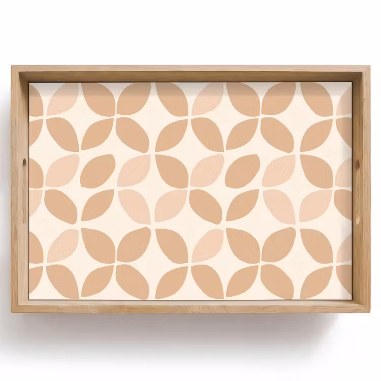 Tablett - Beige – Blätter – Minimalistisch – Muster — 1