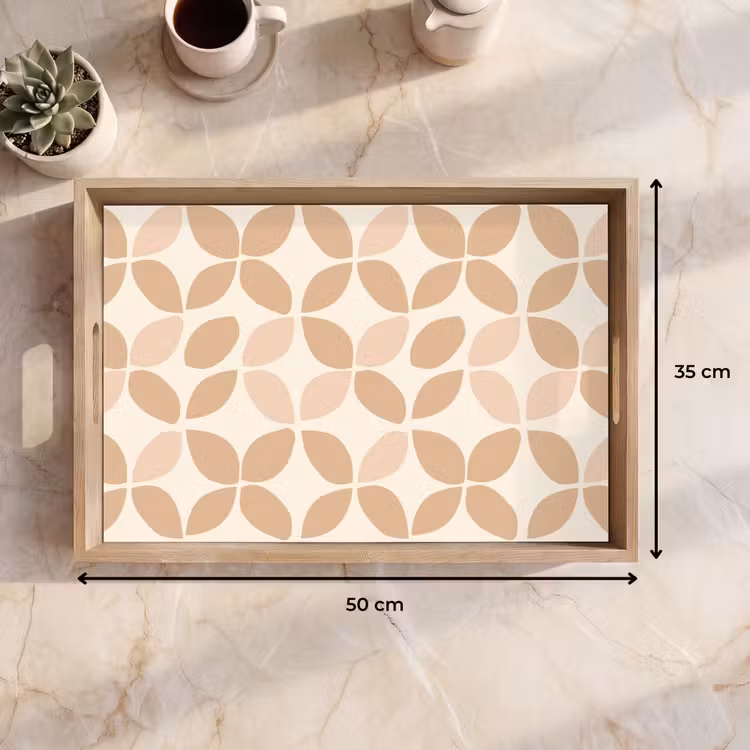 Tablett - Beige – Blätter – Minimalistisch – Muster — 9