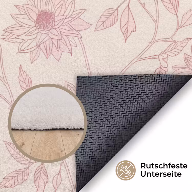 Teppich - Altrosa – Dahlien – Strichzeichnung – Schnittmuster — 4