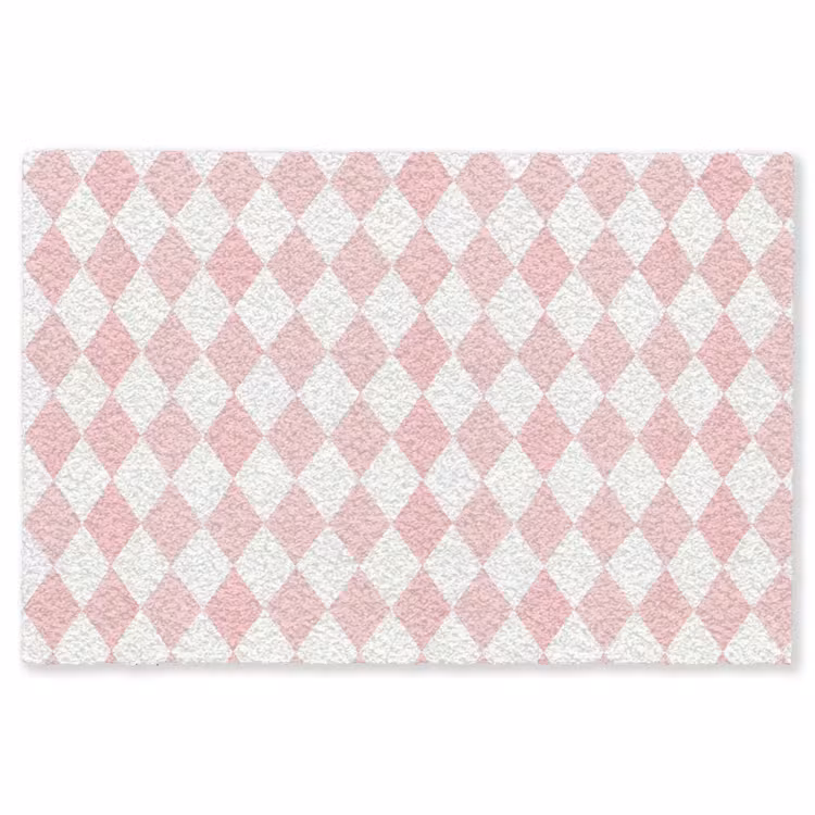 Teppich - Hellrosa – Karos – Geometrisch – Muster — 1