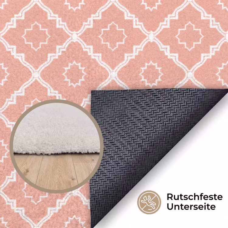 Teppich - Lachsrosa – Geometrisch – Elegant – Muster — 4