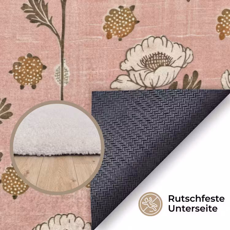 Teppich - Rosa – Blumen – Vintage – Textur — 4