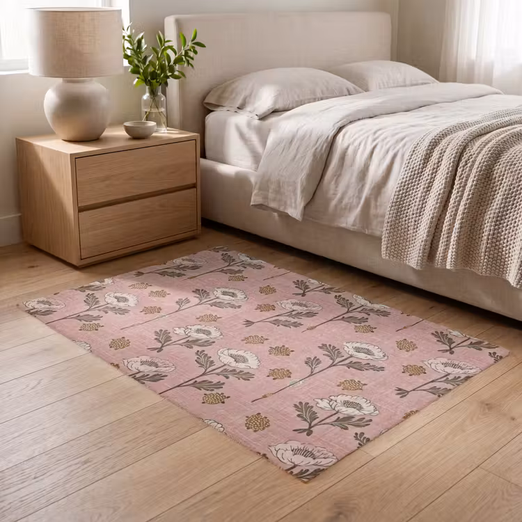 Teppich - Rosa – Blumen – Vintage – Textur — 5