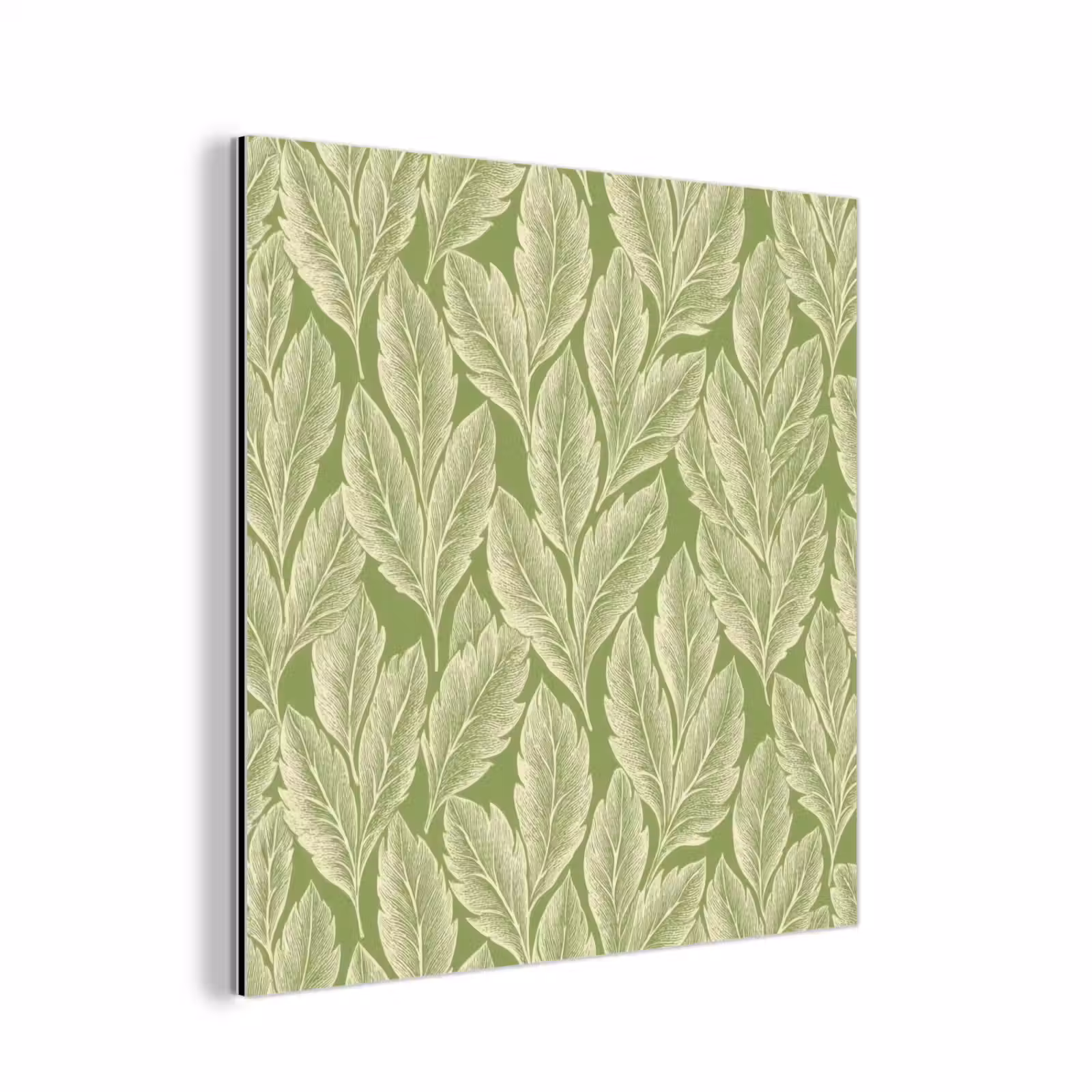 Alu-Dibond-Bild - Grün – Botanisch – Blätter – Vintage – Muster — 1