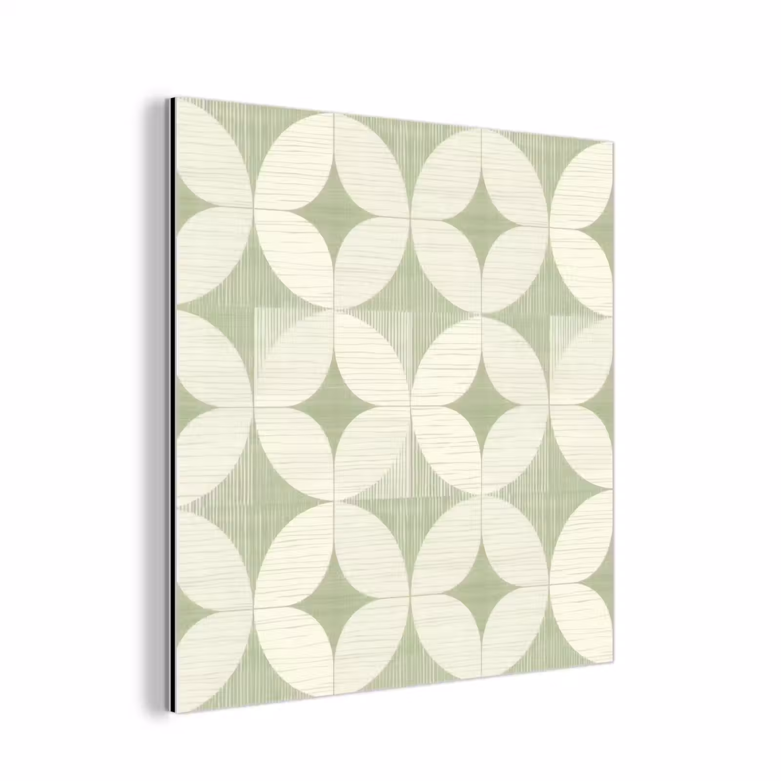 Alu-Dibond-Bild - Salbeigrün – Geometrisch – Retro – Mid-Century – Muster — 1