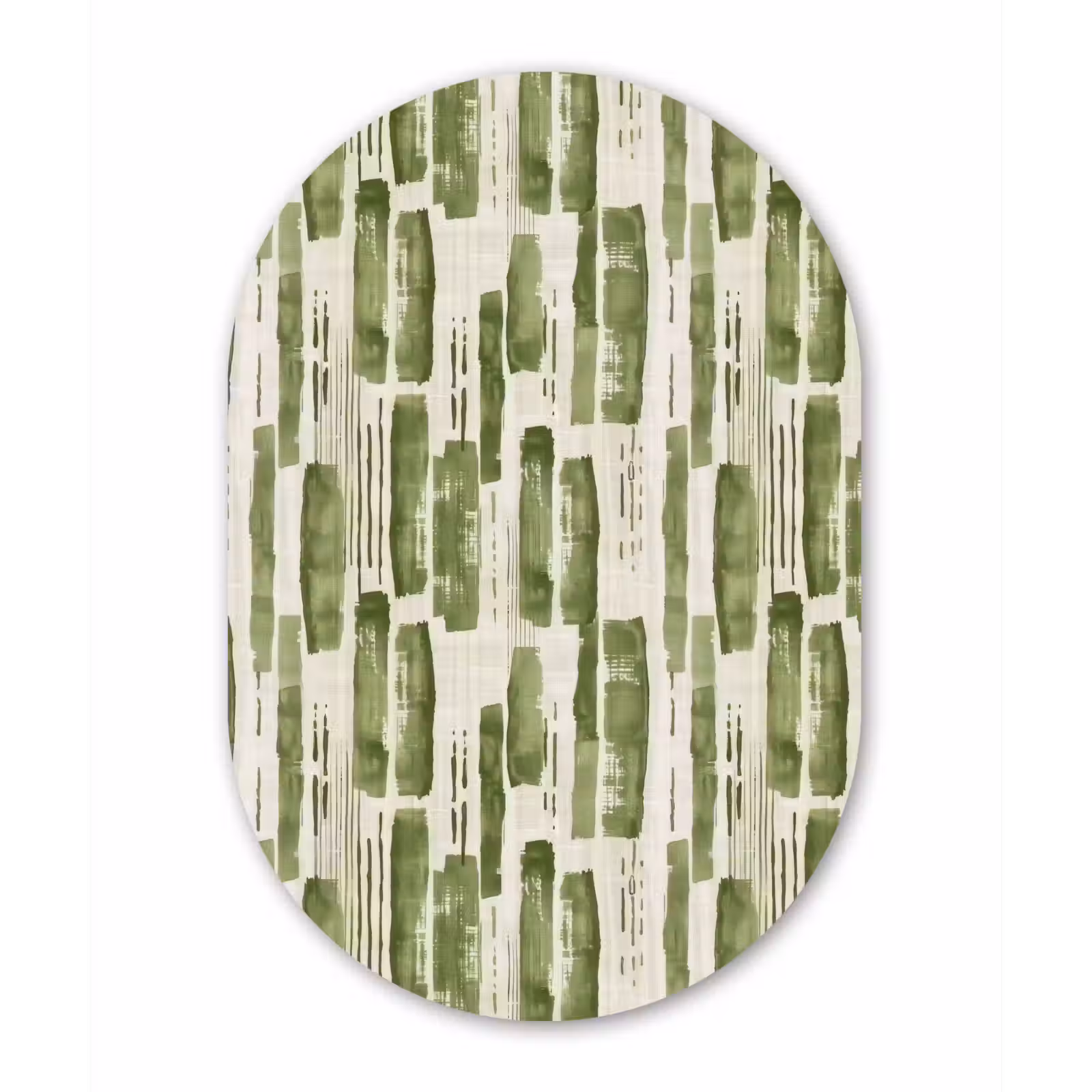 Alu-Dibond-Bild Oval - Grün – Abstrakt – Pinselstriche – Leinen – Muster — 1