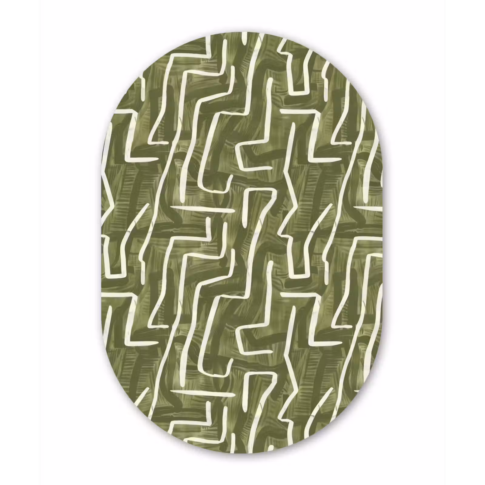 Alu-Dibond-Bild Oval - Grün – Abstrakt – Pinselstriche – Muster — 1