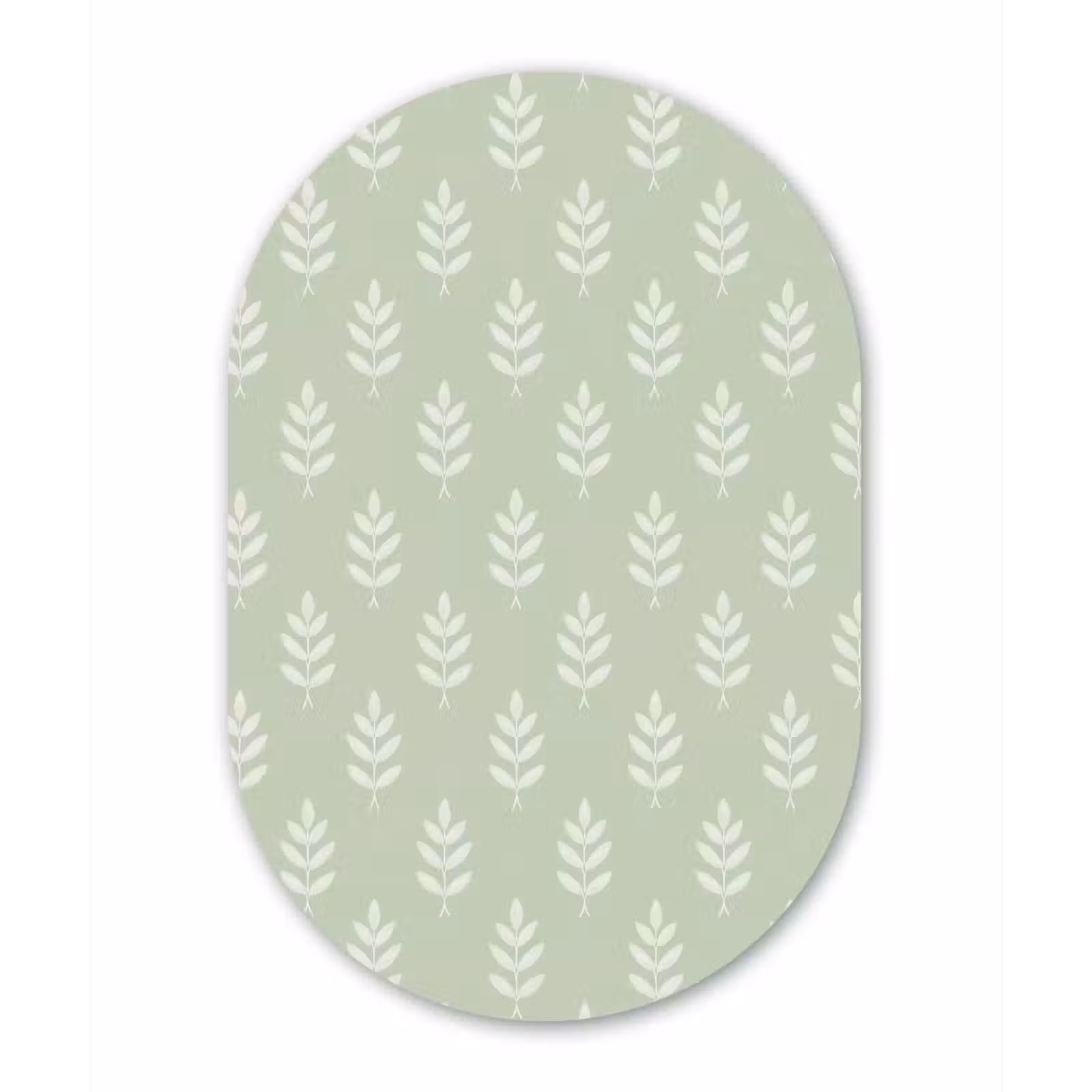Alu-Dibond-Bild Oval - Salbeigrün – Botanisch – Zweige – Minimalistisch – Muster — 1