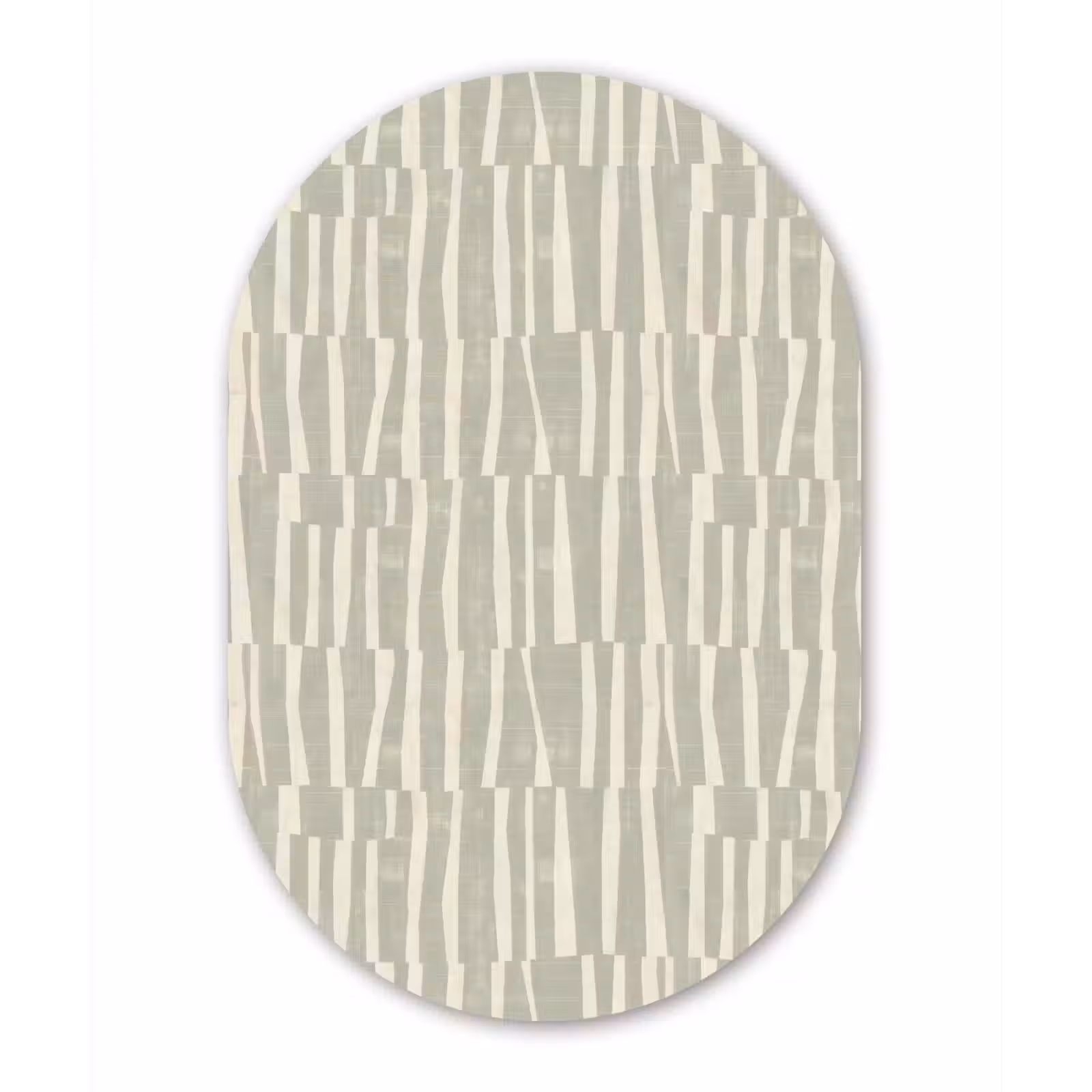 Alu-Dibond-Bild Oval - Salbeigrün – Streifen – Geometrisch – Textur – Muster — 1