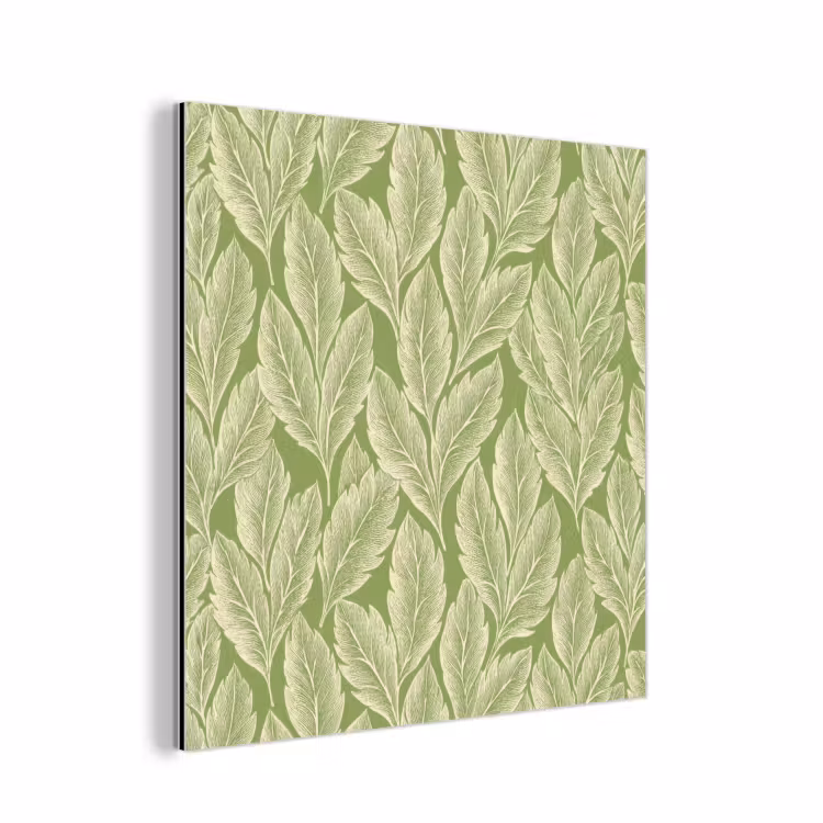 Alu-Dibond-Bild - Grün – Botanisch – Blätter – Vintage – Muster — 1