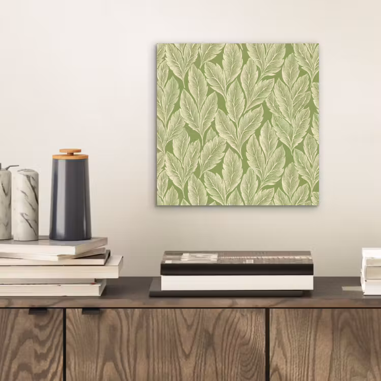 Alu-Dibond-Bild - Grün – Botanisch – Blätter – Vintage – Muster — 2