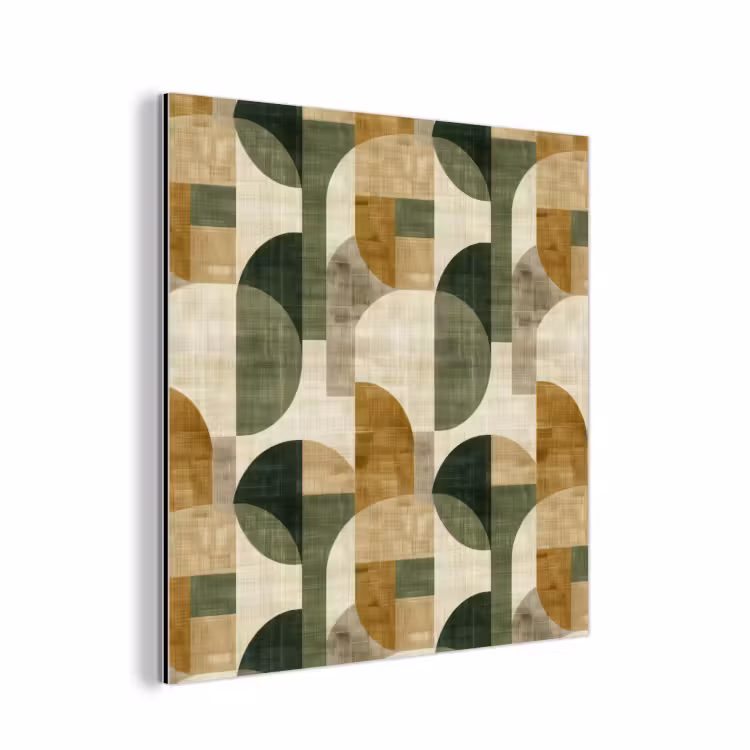 Alu-Dibond-Bild - Olivgrün – Geometrisch – Abstrakt – Mid-Century – Leinen – Muster — 1