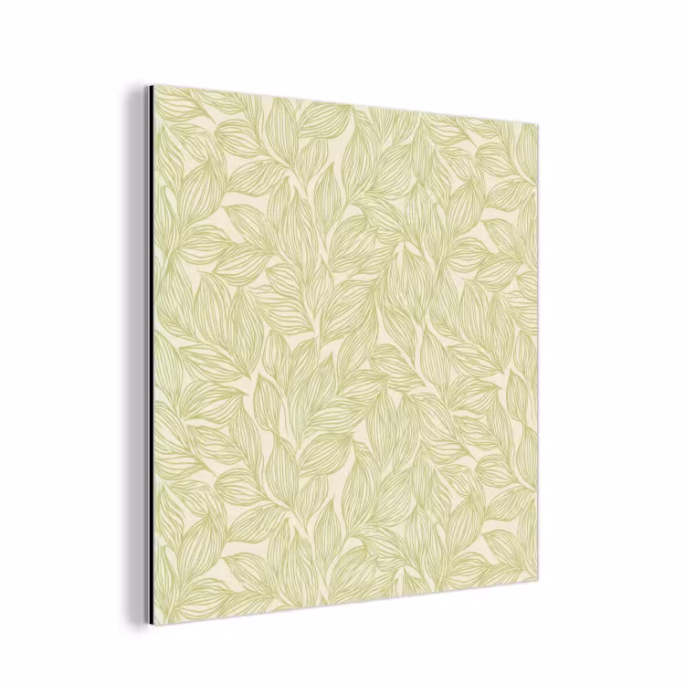 Alu-Dibond-Bild - Salbeigrün – Botanisch – Blätter – Handgezeichnet – Muster — 1