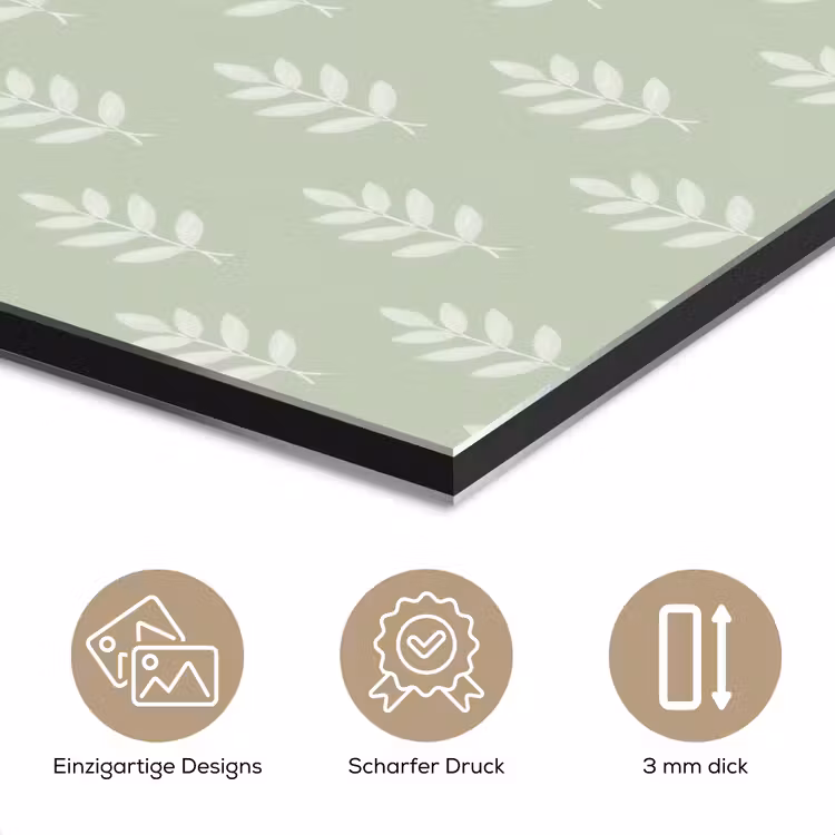 Alu-Dibond-Bild - Salbeigrün – Botanisch – Zweige – Minimalistisch – Muster — 7