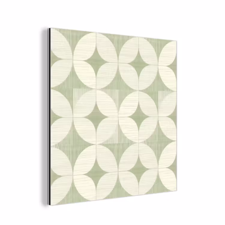 Alu-Dibond-Bild - Salbeigrün – Geometrisch – Retro – Mid-Century – Muster — 1