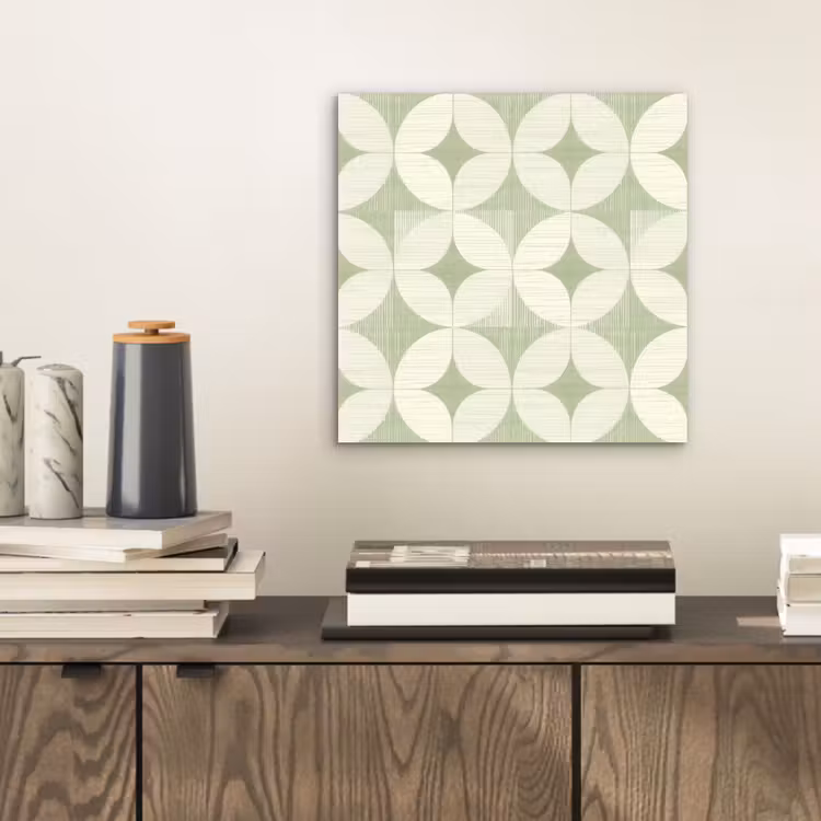 Alu-Dibond-Bild - Salbeigrün – Geometrisch – Retro – Mid-Century – Muster — 2