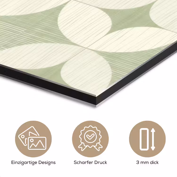 Alu-Dibond-Bild - Salbeigrün – Geometrisch – Retro – Mid-Century – Muster — 7