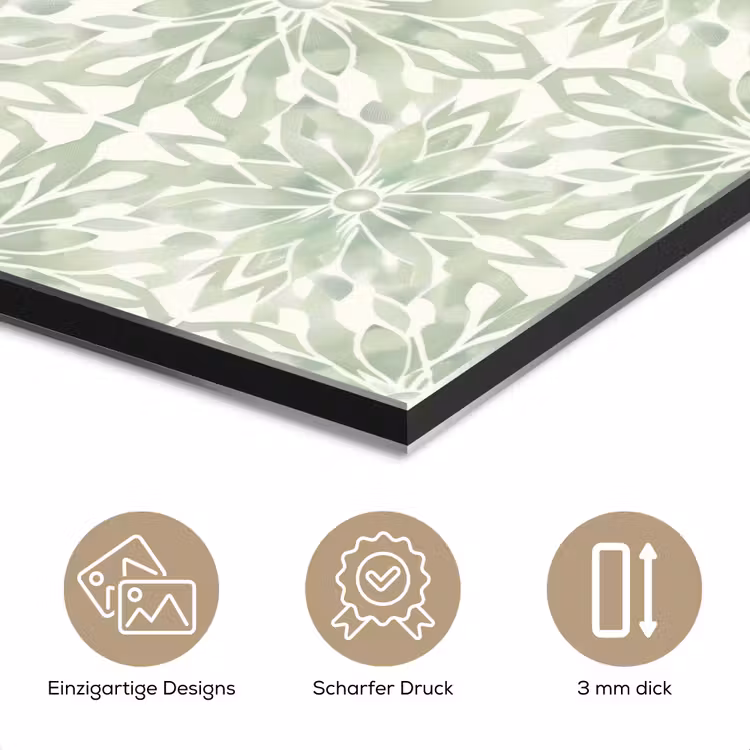 Alu-Dibond-Bild - Salbeigrün – Symmetrisch – Mandala – Ornament – Muster — 7