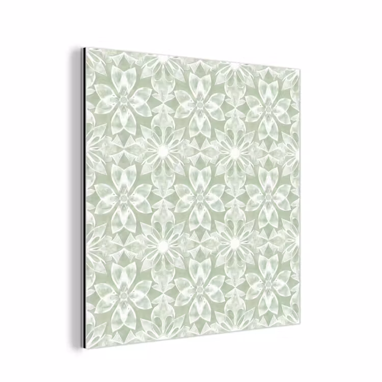 Alu-Dibond-Bild - Salbeigrün – Symmetrisch – Mandala – Ornament – Muster — 1