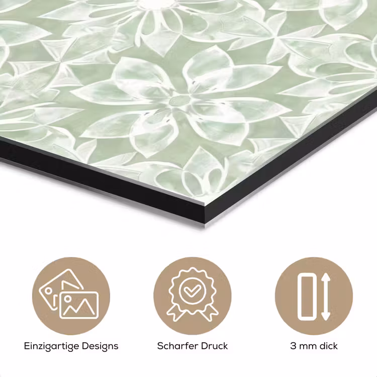 Alu-Dibond-Bild - Salbeigrün – Symmetrisch – Mandala – Ornament – Muster — 7