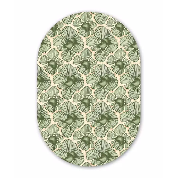 Alu-Dibond-Bild Oval - Grün – Botanisch – Blumen – Organisch – Muster — 1