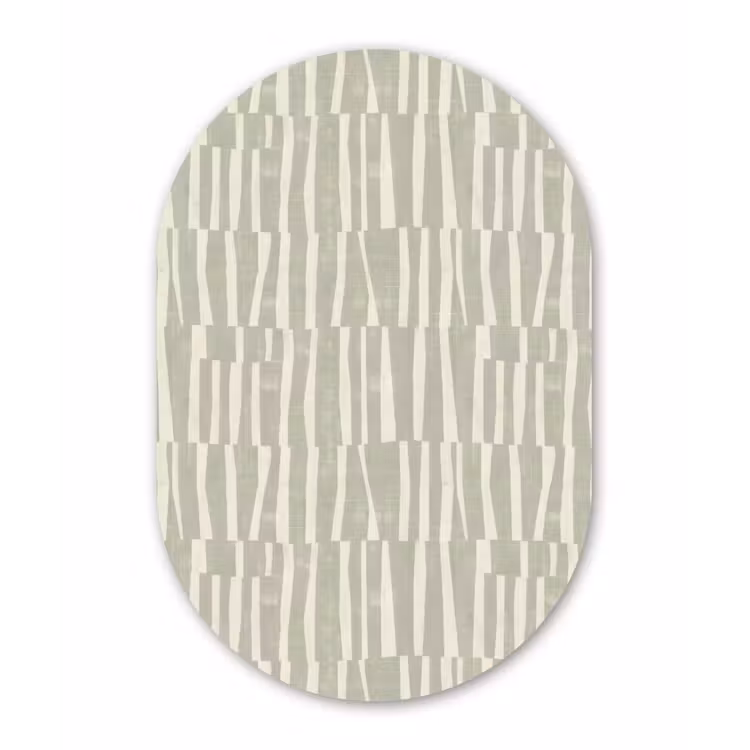 Alu-Dibond-Bild Oval - Salbeigrün – Streifen – Geometrisch – Textur – Muster — 1