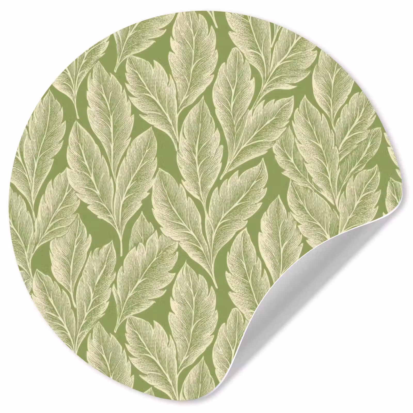 Runde Tapete - Grün – Botanisch – Blätter – Vintage – Muster — 1