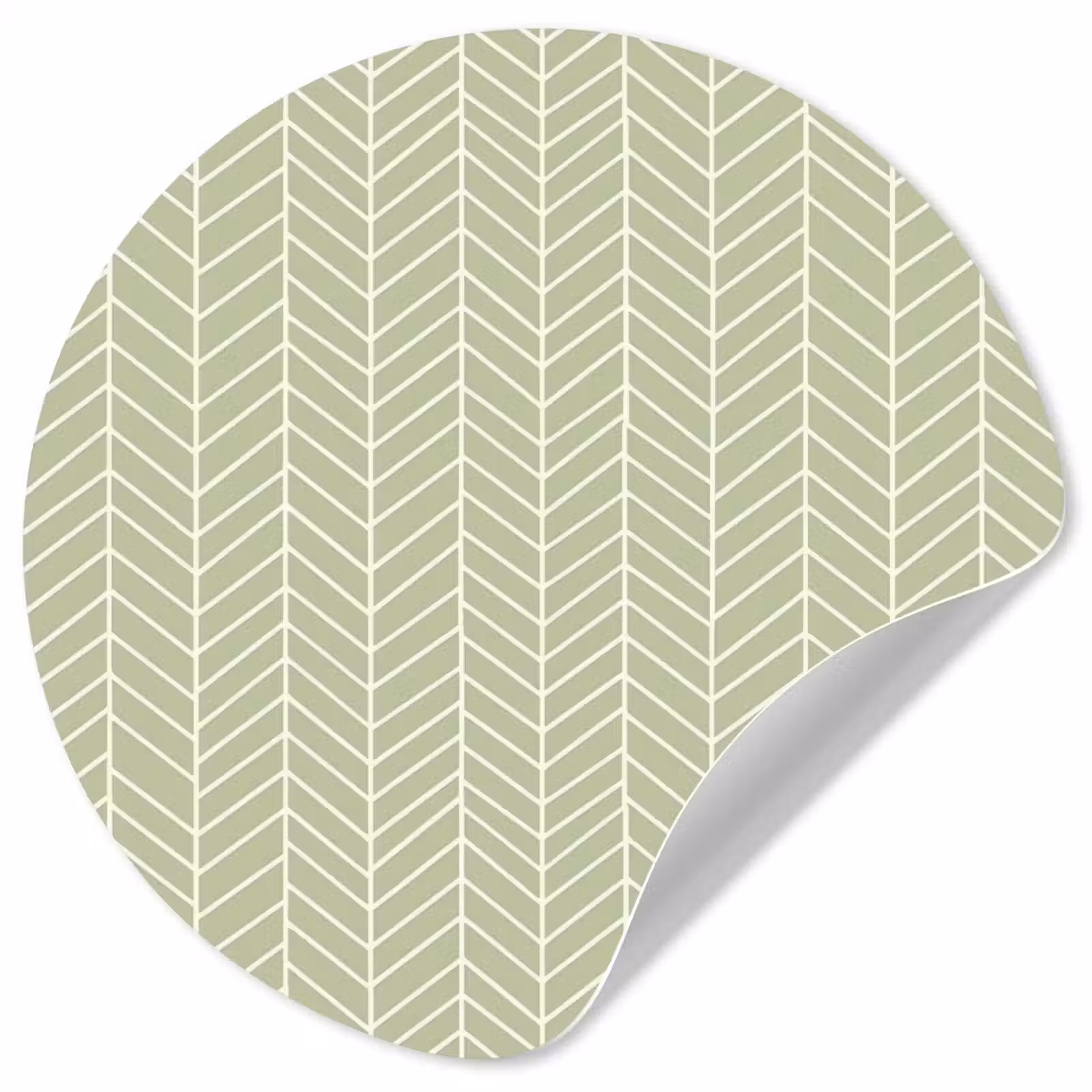 Runde Tapete - Salbeigrün – Fischgrät – Geometrisch – Muster — 1