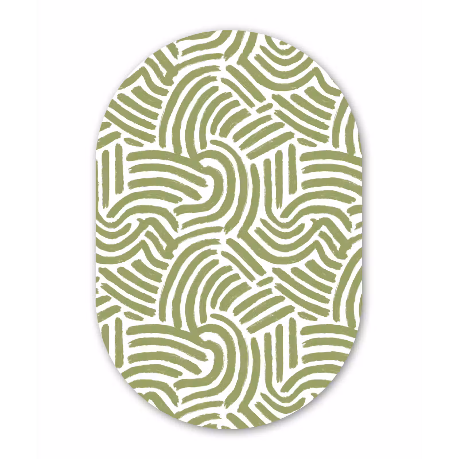 Alu-Dibond-Bild Oval - Salbeigrün – Abstrakt – Bögen – Handgezeichnet – Muster — 1