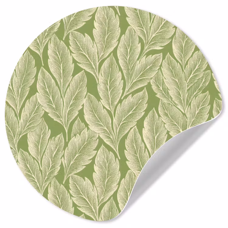 Runde Tapete - Grün – Botanisch – Blätter – Vintage – Muster — 1