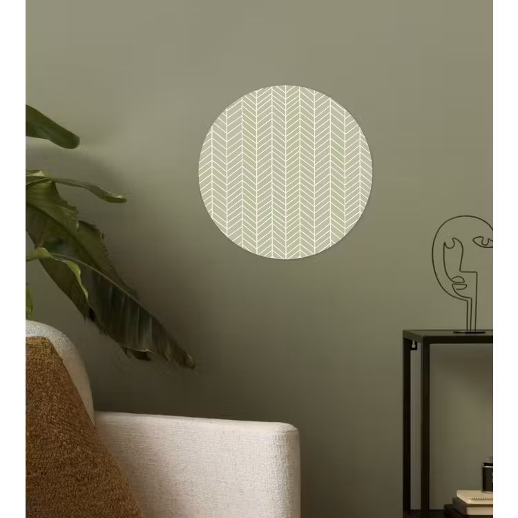 Runde Tapete - Salbeigrün – Fischgrät – Geometrisch – Muster — 3
